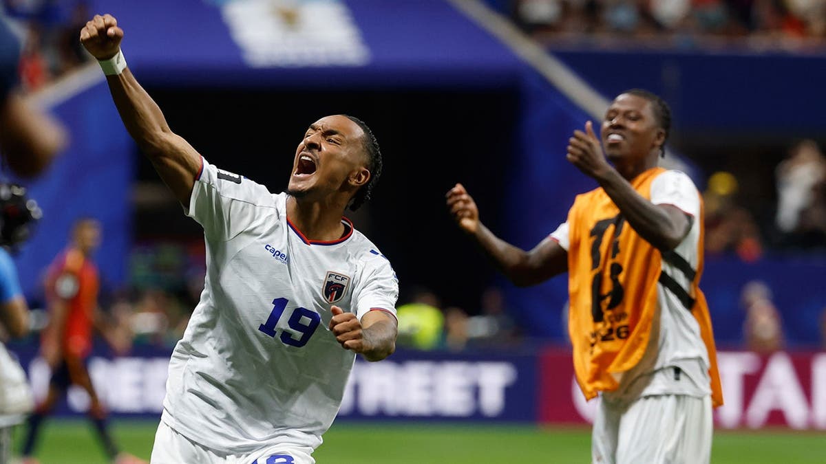 Cabo Verde's Dailon Livramento and Sidny Lopes Cabral celebrating on the soccer field.