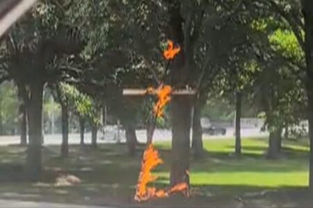 Burning cross found in Chicago park sparks police investigation into how it got there
