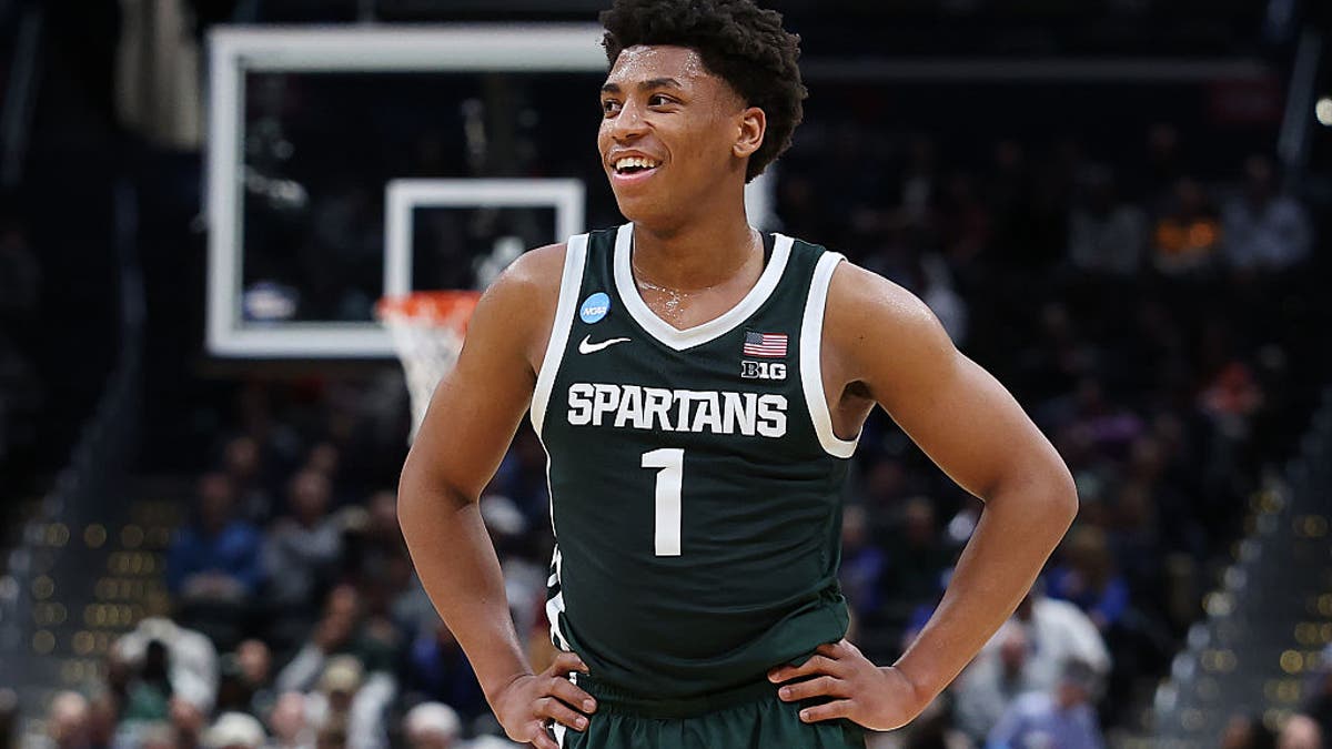 Jeremy Fears Jr. led the nation with 9.4 assists per game in 2026. (Photo by Emilee Chinn/Getty Images)