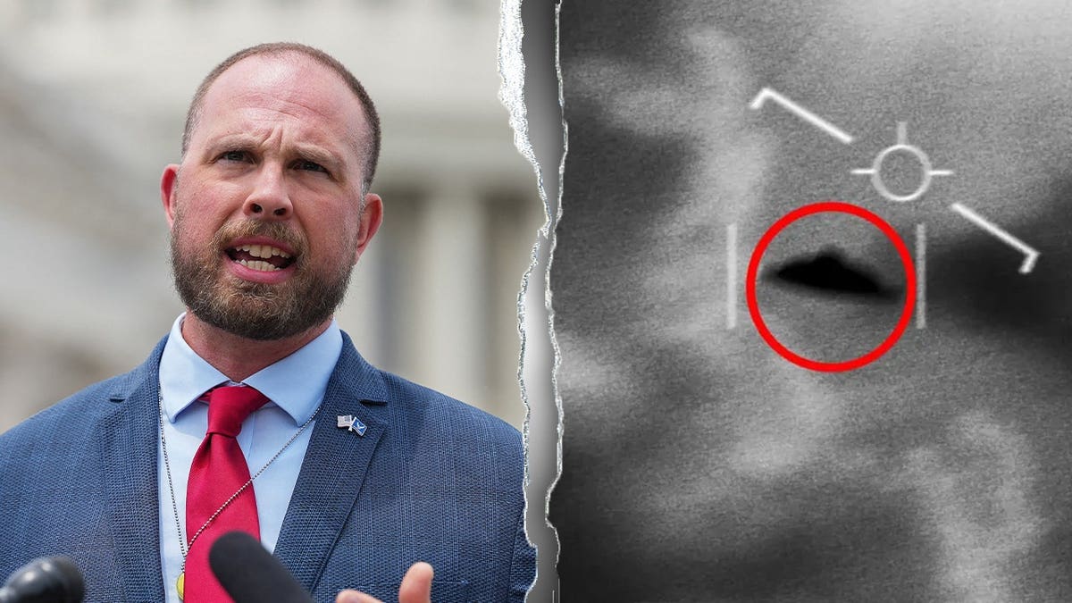 UFO whistleblower Eric Grusch and an image from the Pentagon's UAP disclosures