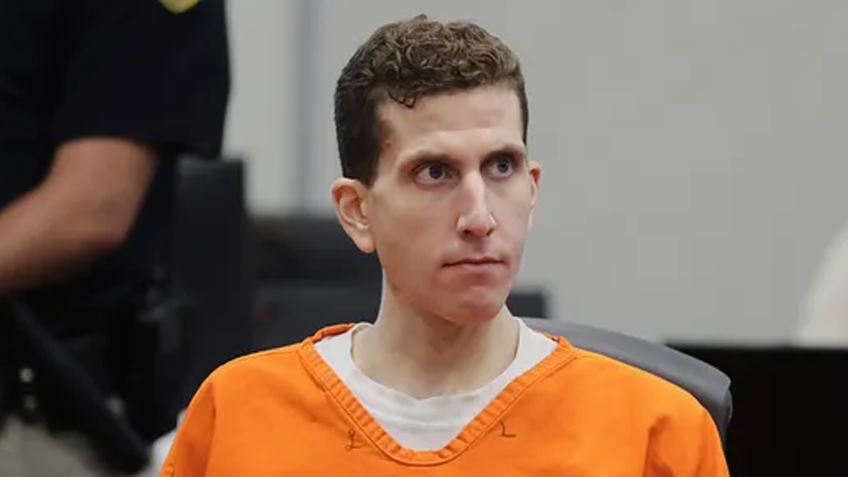 Bryan Kohberger staring toward the judge in a courtroom in Boise, Idaho