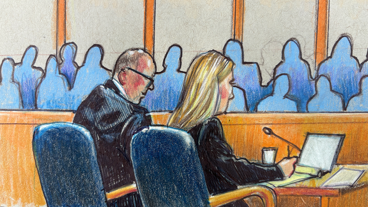 Prosecutors seated in courtroom sketch during Karmelo Anthony murder trial