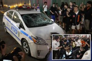 Crazed Knicks fans smash cop car as NBA Finals ecstasy immediately turns violent