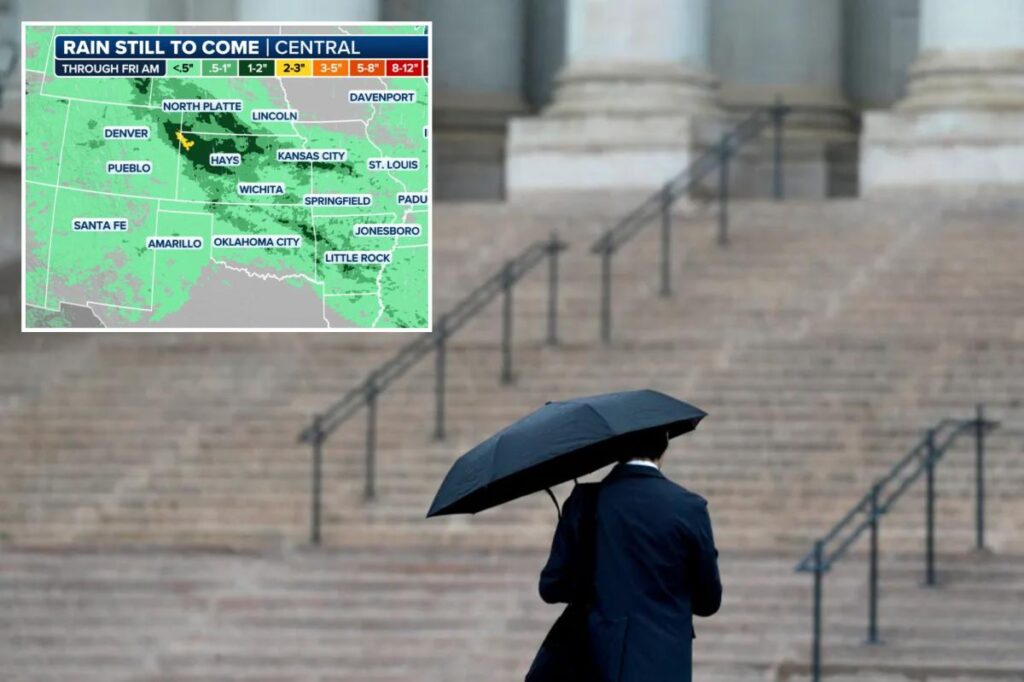 Millions of Americans brace for flash flooding as heavy rainfall set to douse Great Plains