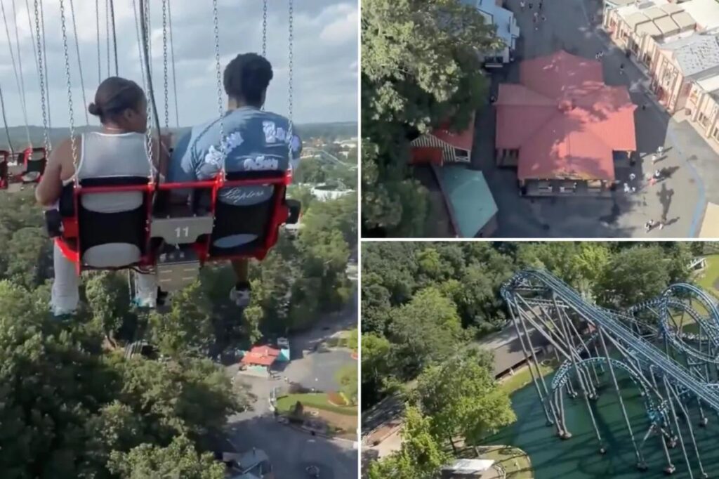 Riders left dangling 260 feet in the air on Georgia Six Flags SkyScreamer ride: terrifying video Riders left dangling 260 feet in the air on Georgia Six Flags SkyScreamer ride: terrifying video