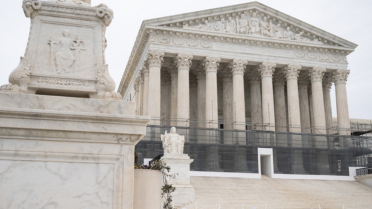 The US Supreme Court building in Washington D.C. seen from outside.