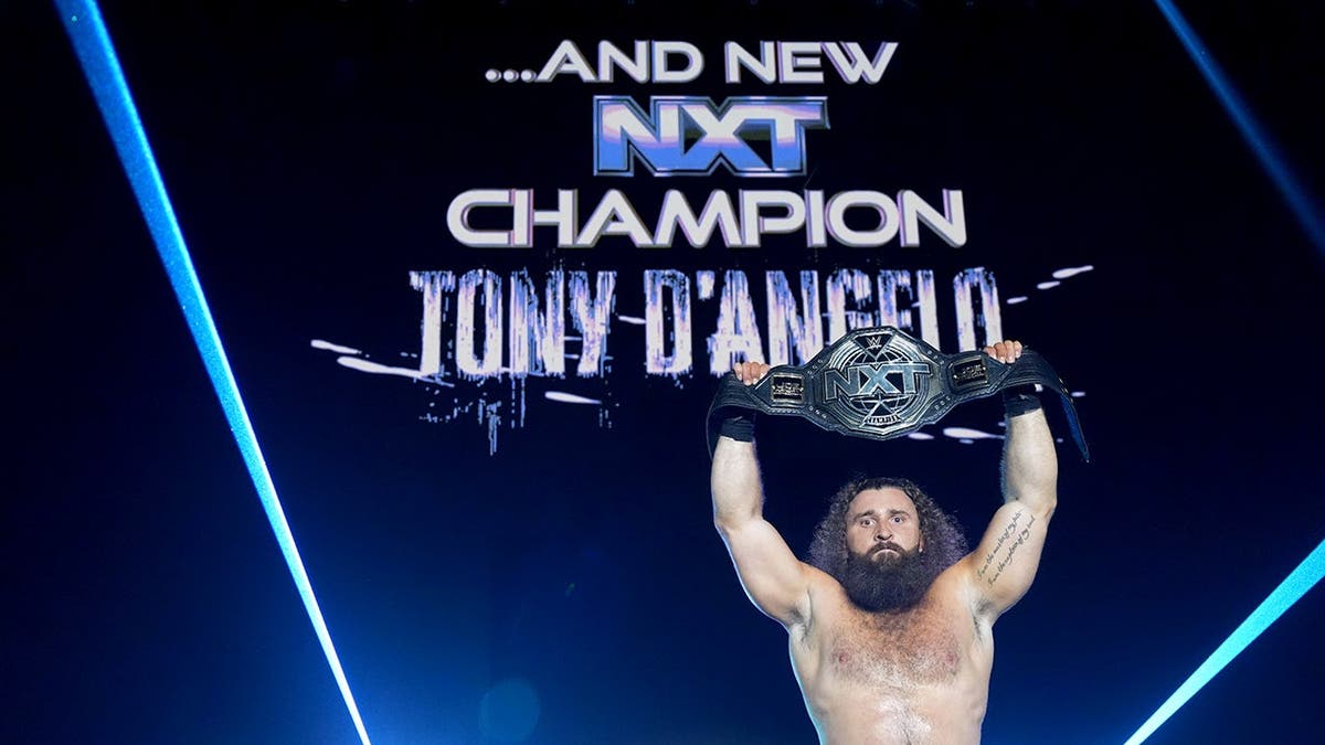 Tony D'Angelo celebrating a win at NXT: Stand and Deliver event in St. Louis, Missouri.