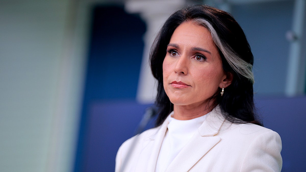 Director of National Intelligence Tulsi Gabbard speaking to reporters in the White House briefing room