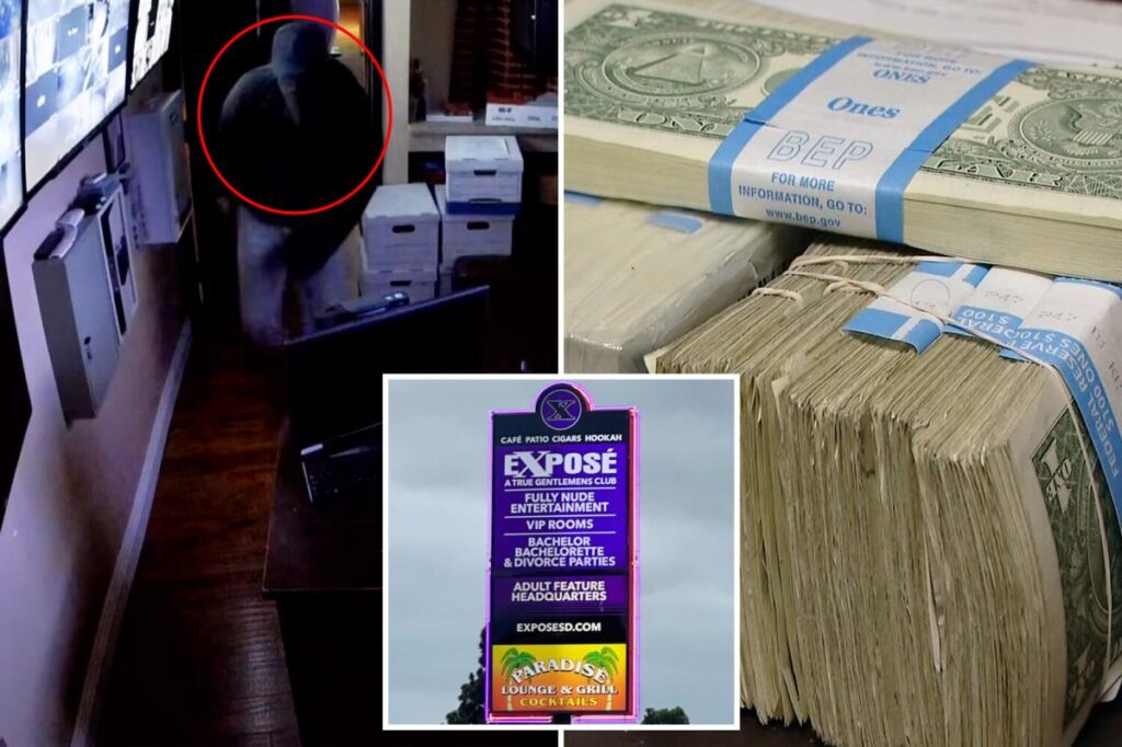 Moment thief steals K in bills from California strip club Moment thief steals K in bills from California strip club