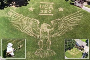 Alabama homeowner creates most patriotic front lawn celebrating America 250 with bald eagle mural Alabama homeowner creates most patriotic front lawn celebrating America 250 with bald eagle mural