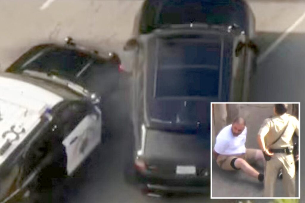 Dramatic end to LA police chase as cops ram attempted murder suspect’s luxury vehicle