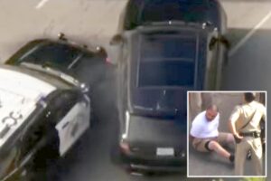 Dramatic end to LA police chase as cops ram attempted murder suspect’s luxury vehicle Dramatic end to LA police chase as cops ram attempted murder suspect’s luxury vehicle