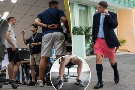Thigh will be done! White-collar men wearing shorts to work sparks global controversy: ‘Times have changed’ Thigh will be done! White-collar men wearing shorts to work sparks global controversy: ‘Times have changed’