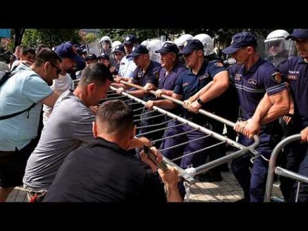 Albanian police fire water cannon as protests against Trump-linked luxury resort continue