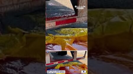 A truck hauling 40,000 pounds of Frank’s RedHot sauce spilled part of its load