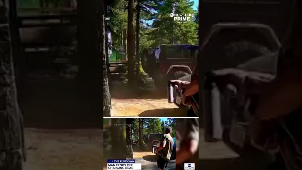 Bear charges father outside Lake Tahoe home, dramatic video shows