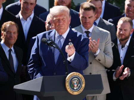 Trump reveals World Series ‘bet’ with Canadian PM — as he shows off Rose Garden to MLB champs