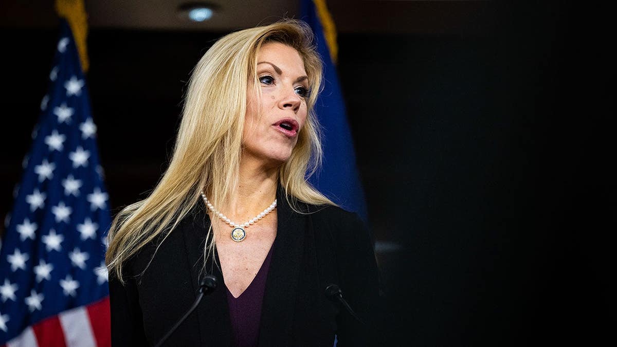 Beth Van Duyne stands at a news conference at the U.S. Capitol in Washington, D.C.