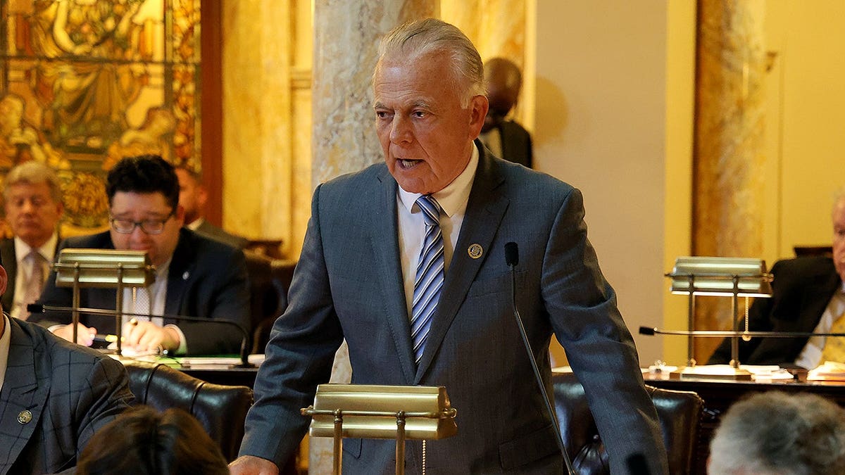 New Jersey Senator Joe Pennacchio addresses the Senate.