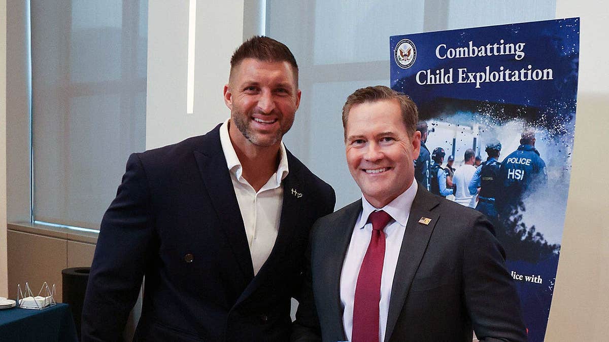 Tim Tebow and Ambassador Mike Waltz at U.N. child exploitation event.