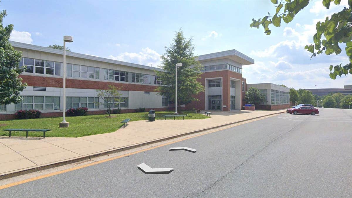 Exterior view of Walter Johnson High School in Bethesda, Maryland
