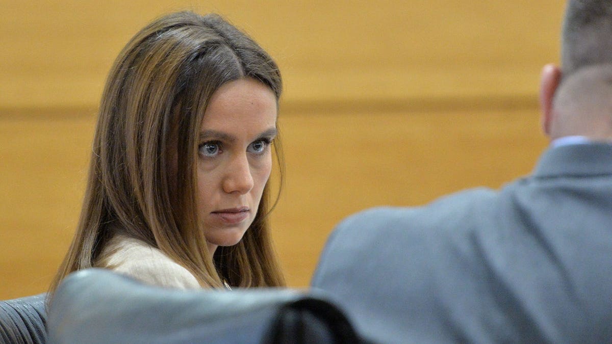 Ashley Benefield sits in court during a hearing in Bradenton, Florida.