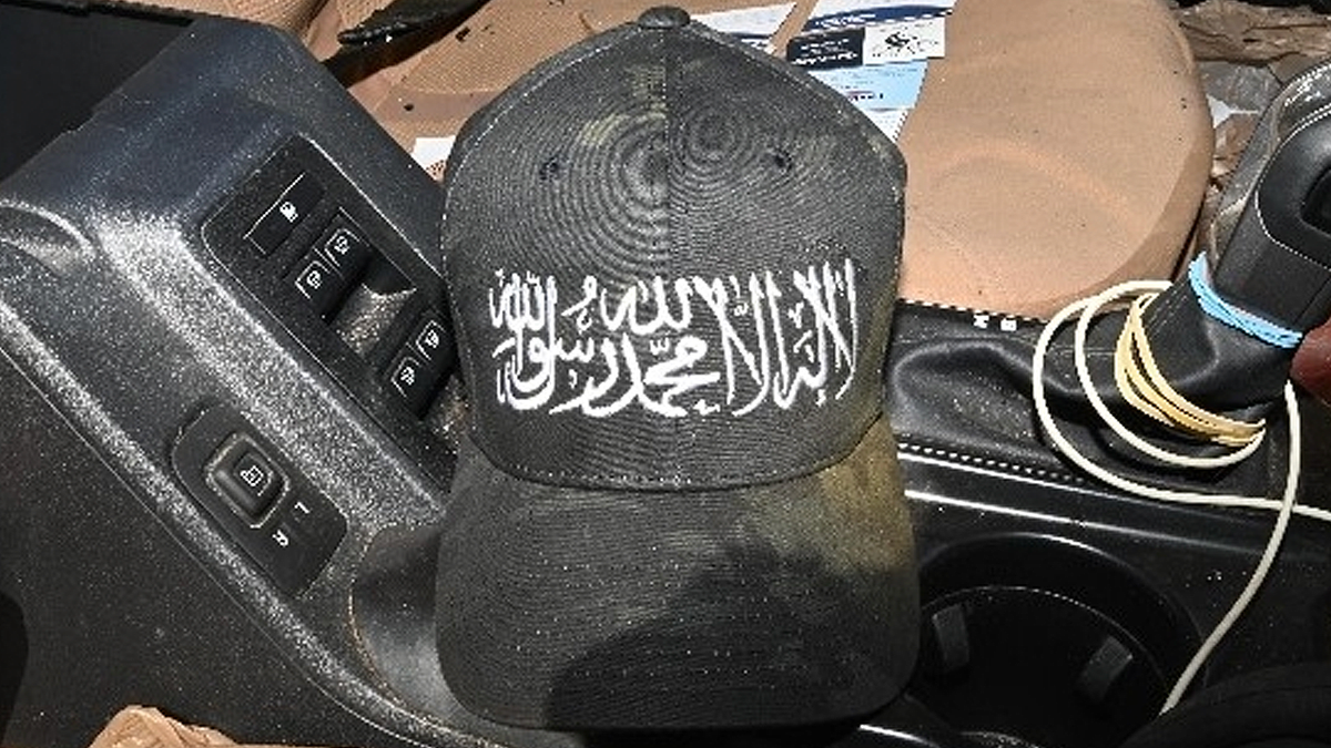 An Al-Qaeda flag hat recovered from former Navy SEAL Gregory Vandenberg's vehicle after his arrest