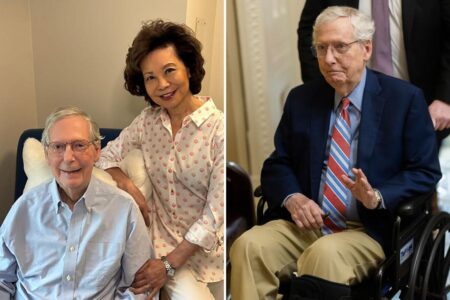 Mitch McConnell grins beside wife Elaine Chao in new photo as he recovers from a fall