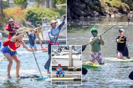 Hilarious moment superheroes paddle for their life as Comic Con 2026 kicks off in San Diego Hilarious moment superheroes paddle for their life as Comic Con 2026 kicks off in San Diego