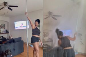 Texas pole dancer knocks into ceiling sprinkler, floods apartment in wild video