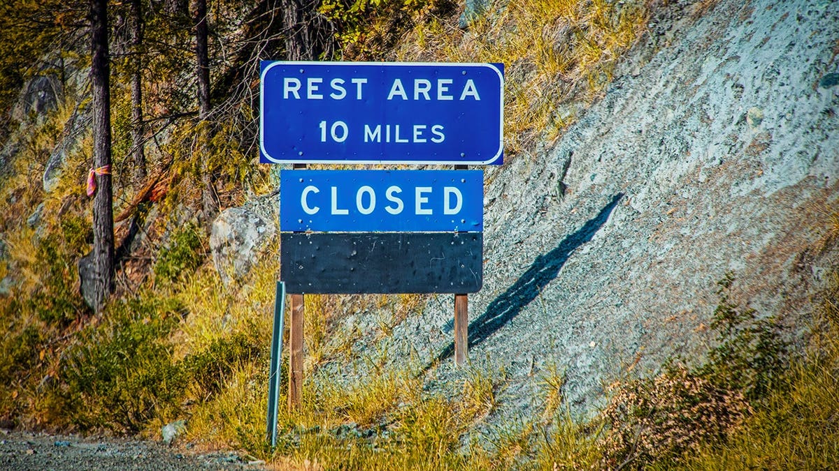 Rest area closed sign.