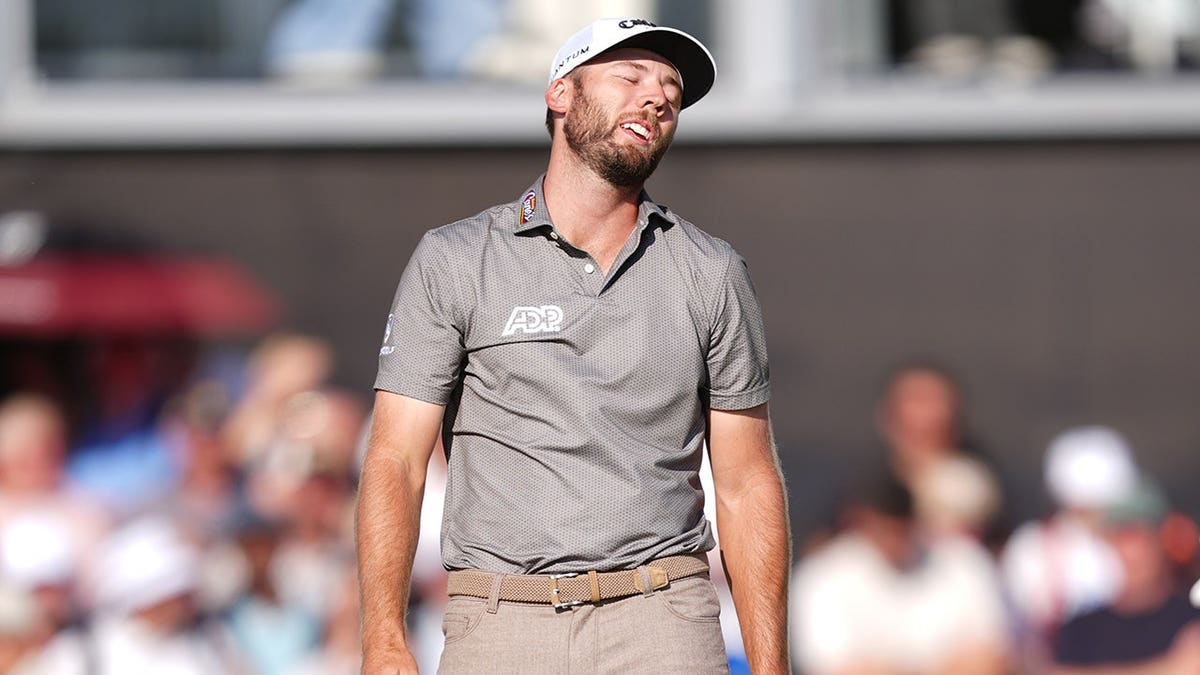 Sam Burns misses a putt on the green at Royal Birkdale.