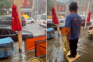 Shocking video shows streets of Soho underwater as NYC is hit with heavy rain and flash flooding Shocking video shows streets of Soho underwater as NYC is hit with heavy rain and flash flooding