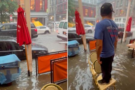Shocking video shows streets of Soho underwater as NYC is hit with heavy rain and flash flooding Shocking video shows streets of Soho underwater as NYC is hit with heavy rain and flash flooding