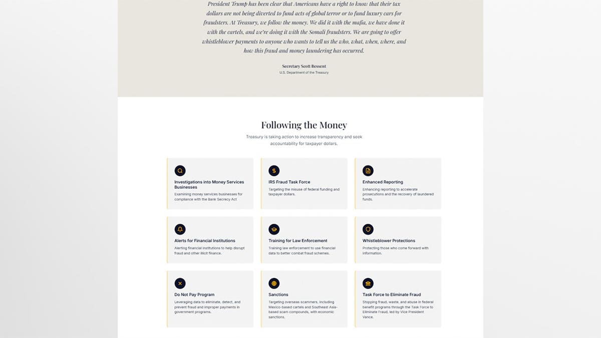 U.S. Department of the Treasury whistleblower program webpage