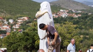 World-famous Catholic shrine torched, ‘Devil in a skirt’ scrawled on Virgin Mary statue