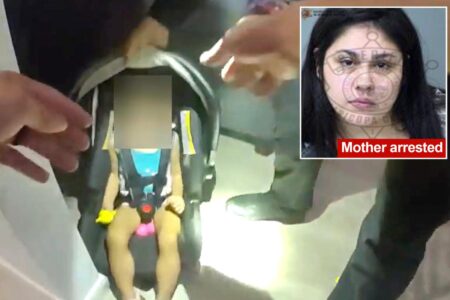 Moment cops find toddler trapped in a car seat while allegedly drunk mom snoozed through house fire