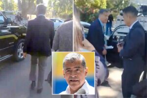 Awkward moment Xavier Becerra ducks reporters after slipping out of press conference at state Capitol Awkward moment Xavier Becerra ducks reporters after slipping out of press conference at state Capitol