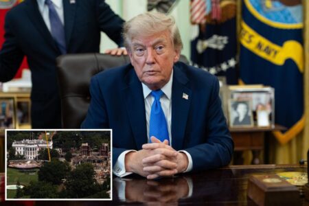 Trump posts image of fortified ‘drone port’ atop White House ballroom in rebuke to judges