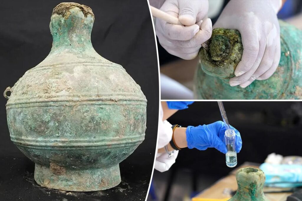 ‘Exceptionally’ well-preserved beer dating back two millennia discovered inside ancient bronze vessel ‘Exceptionally’ well-preserved beer dating back two millennia discovered inside ancient bronze vessel