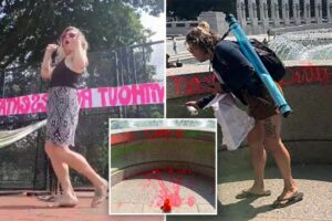 WWII monument vandal says she’s ‘freedom fighter’ being chased by ‘golf carts with people shooting’ in bizarre videos