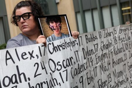Grieving parents confront Meta outside California courtroom: ‘My son was killed’