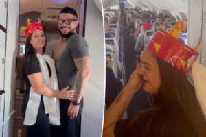 Las Vegas-bound couple gets married mid-flight as Southwest pilot officiates for 178 passengers Las Vegas-bound couple gets married mid-flight as Southwest pilot officiates for 178 passengers