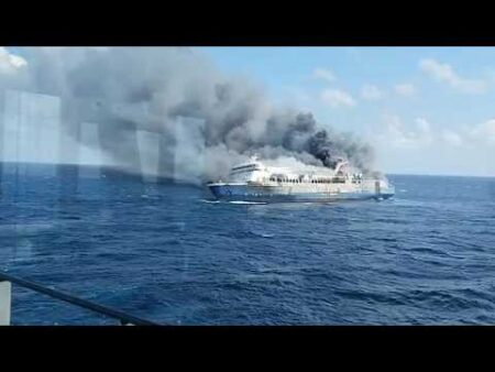 At least five dead and 41 missing after an Indonesian ferry caught fire at sea