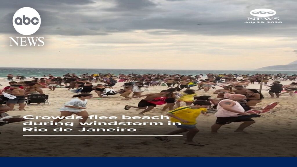 Crowds flee beach during windstorm in Rio de Janeiro