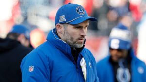 Colts coach gets wiped out on sideline during preseason game in painful scene Colts coach gets wiped out on sideline during preseason game in painful scene