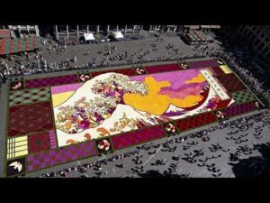 Brussels central square transformed into giant Japan-inspired flower carpet Brussels central square transformed into giant Japan-inspired flower carpet