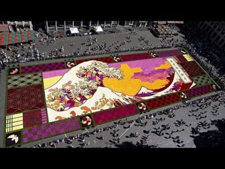 Brussels central square transformed into giant Japan-inspired flower carpet Brussels central square transformed into giant Japan-inspired flower carpet