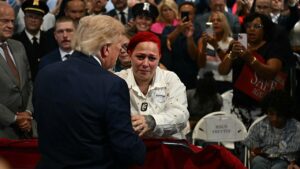Trump leaves stage mid-speech to embrace parents of 12-year-old killed by stray bullet in the Bronx