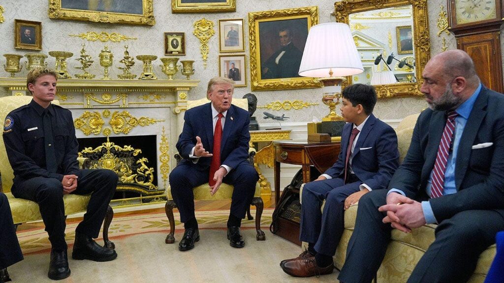 Trump meets teen lifeguard and boy saved in viral ocean rescue at Oval Office